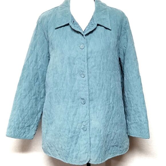 VINTAGE Alfred Dunner Blue Quilted Heart Jacket - Picture 1 of 8